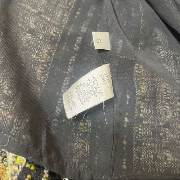 CAbi Paris tweed blouce blazer Boucle Brown Tweed Fringed Gold Buttons Women's - Picture 6 of 12